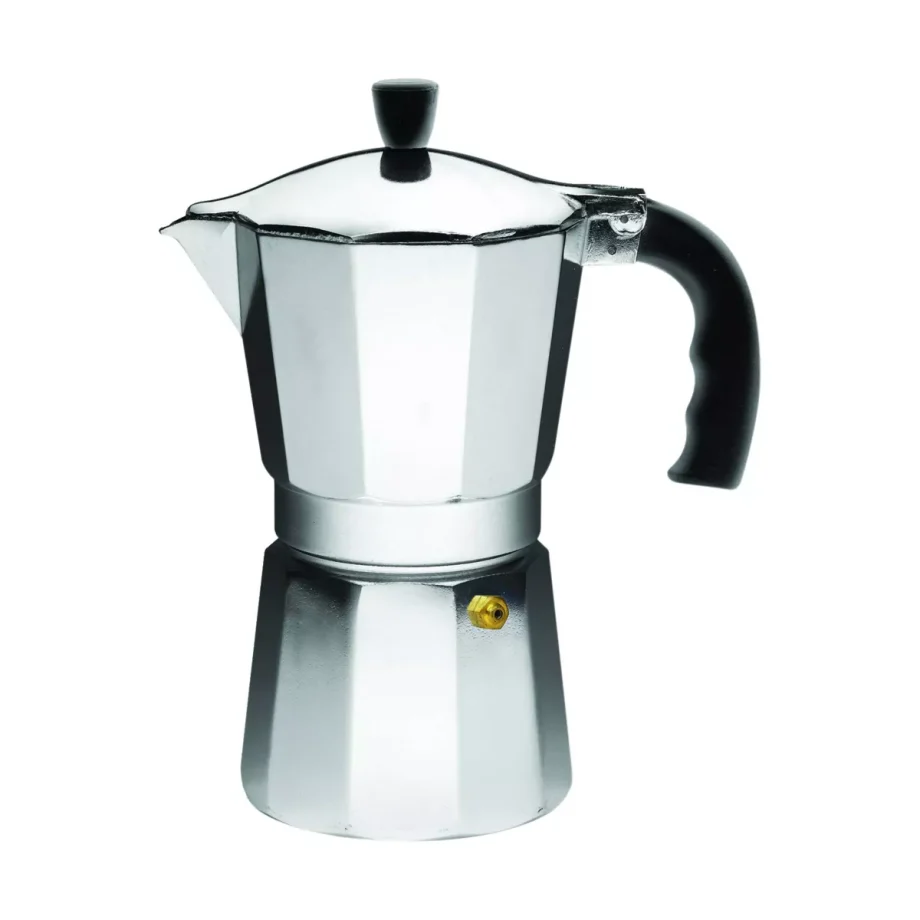 3 Cup Aluminum Stovetop Coffeemaker: Manual Espresso Maker, Gray, No Filter Needed, Hand Wash, 8 oz Capacity