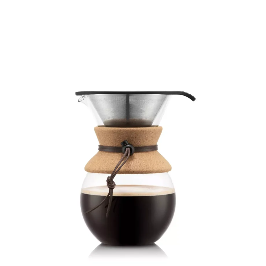 8 Cup 34oz Pour Over Coffee Maker: Permanent Screen Filter, Cool Touch Handle, Dishwasher Safe